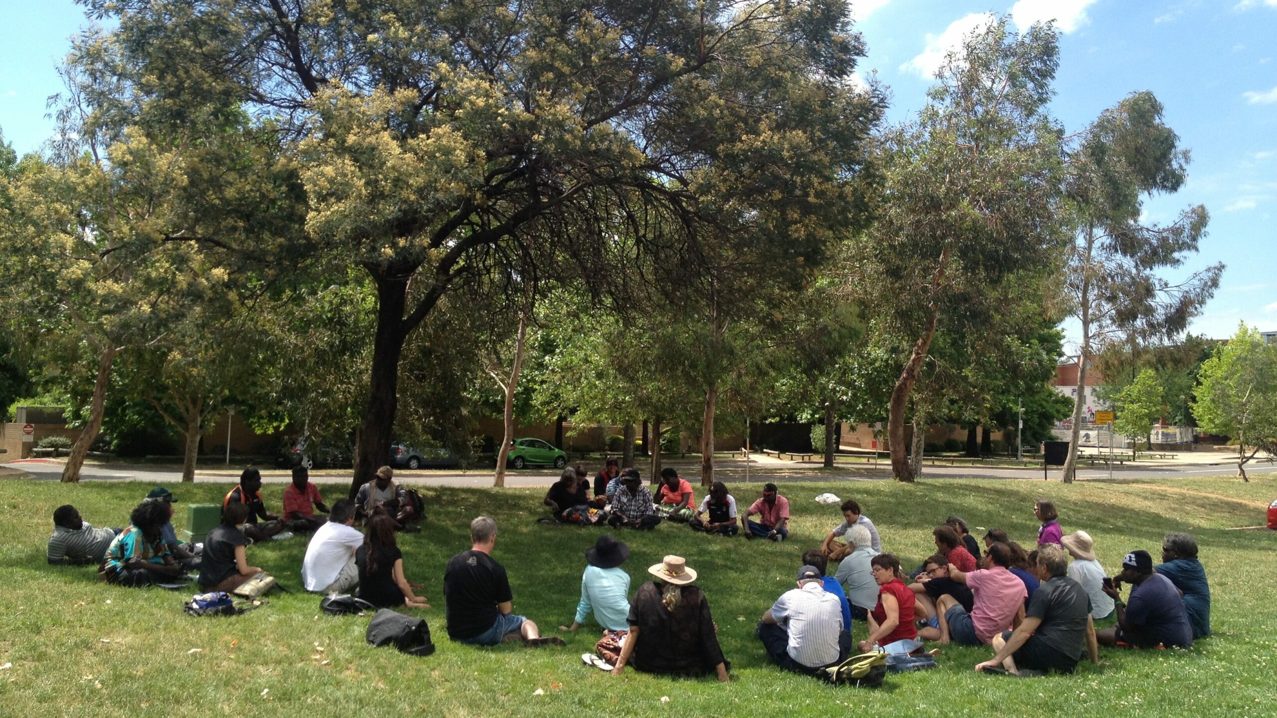 Indigenous Thinktank meeting taking place outdoors in Canberra