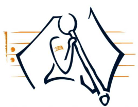 MSA Logo - figure playing didgeridoo over shape of Australia with musical stave.